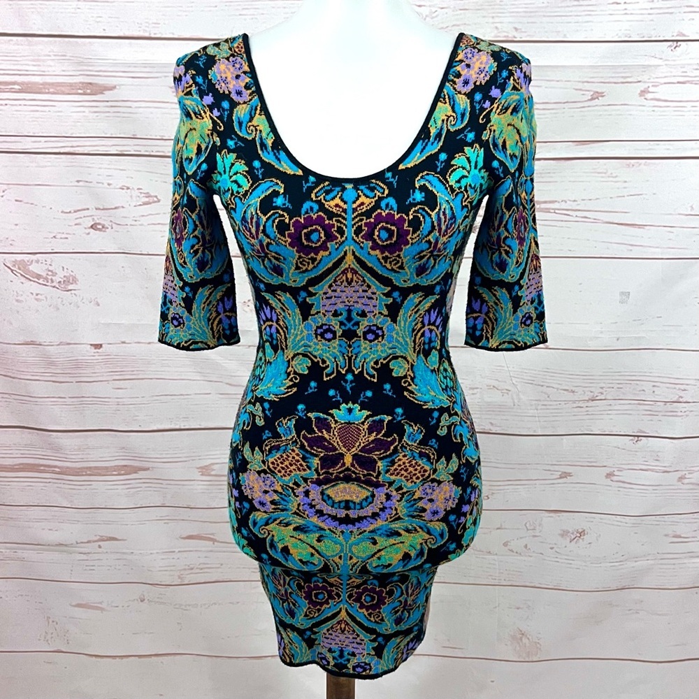 Torn by Ronny Kobo Paisley Casey Parisian Folklore Knit Sweater Bodycon Dress